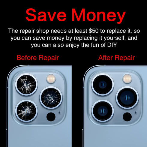 ASDAWN Back Camera Lens Glass Replacement for iPhone 13 Pro and 13 Pro Max, rear Lens Glass Replacement kit with Pre-Installed Adhesive + Installa...