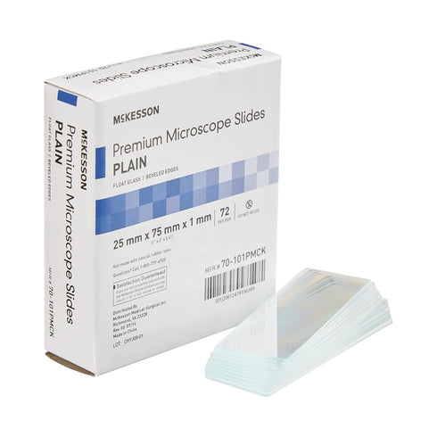 McKesson Premium Microscope Slides, Plain, Float Glass, Beveled Edges, 25 mm x 75 mm x 1 mm, 72 Count...