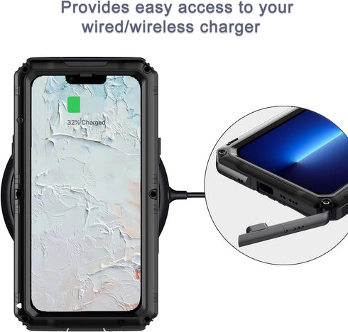 Marrkey Waterproof Case for iPhone 14 Plus, Heavy Duty Durable Metal Full Body Built-in Screen Protection Case Shockproof Dustproof Rugged Militar...