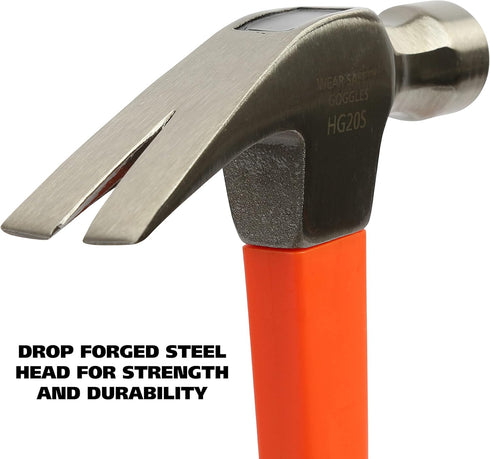 Great Neck HG20S 20 oz. Fiberglass Handle Straight Claw Hammer | Durable Home Improvement Tool | Drop Forged Steel Head | Smooth-Face Hammer Won’t...