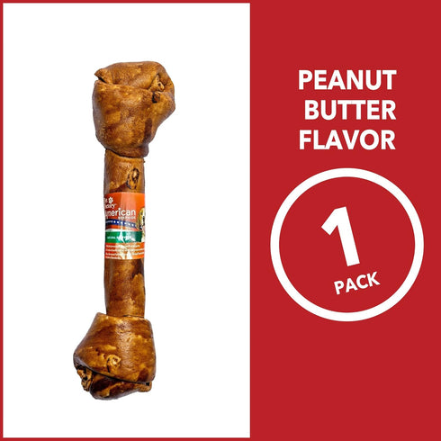 Pet Factory American Beefhide 12" Knotted Bone Dog Chew Treat - Peanut Butter Flavor, 1 Count/1 Pack...