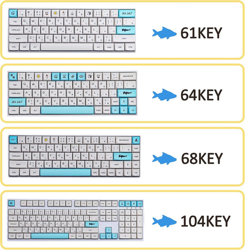 Hyekit PBT Keycaps 138 Keys Sea Salt Milk Keycaps XDA Profile Dye-Sublimation Japanese Keycaps Cute Keycaps for Cherry Gateron MX Switches Mechani...