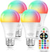 Color Changing Light Bulb, 80W Equivalent LED Bulbs, 900LM, RGBW+Warm+Cool White With Remote Control, E26 Base, Dimmable, A19 9W LED Light Bulb, M...