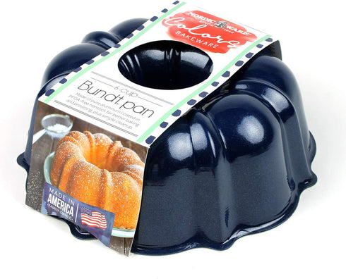 Nordicware 6-Cup Navy Blue Formed Bundt Pan, Lightweight...