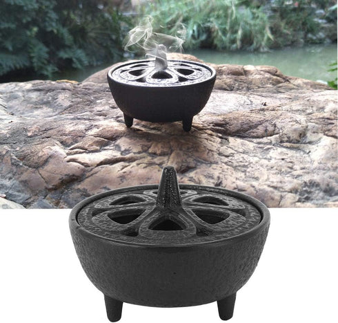 Black Iron Shaped Incense Burner, Sturdy Home Decor, Incense Burner Incense Holder Convenient for Aromatherapy with Sand, Ideal for Any Room...