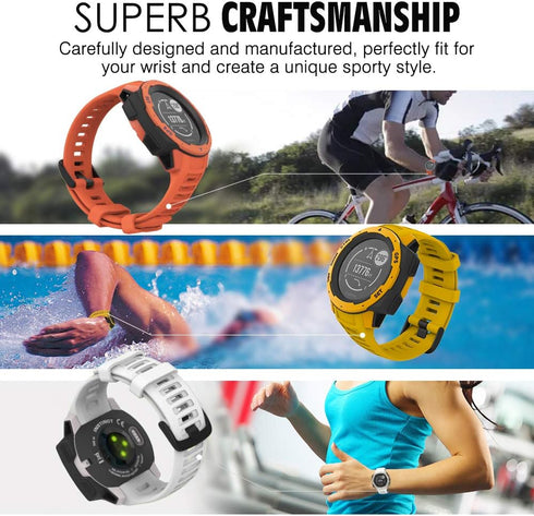 MoKo Watch Strap Compatible with Garmin Instinct Esports/Solar/Tactical/Tide Military Watch,Soft Silicone Adjustable Replacement Band Fit Garmin I...