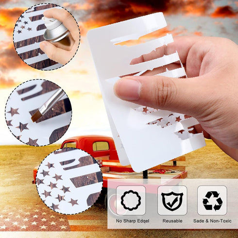 9 PCS American Flag Stencils - We The People & Don't Tread On Me Reusable Tracing Templates for Adults DIY Card Albums Wall Floor Crafts Decors...