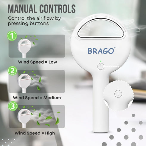 Handheld Bladeless Mini Fan, Portable Hand Fan, Rechargeable Small Pocket Fan, Battery Operated Personal Fan for Indoor Outdoor Travelling (White)...