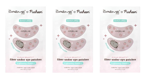 The Crème Shop X PUSHEEN KLEAN BEAUTY™ Fiber Under Eye Patches | Vitamin C Infused for Brightening | Cooling & Moisturizing | Set of 3 Pairs | Veg...