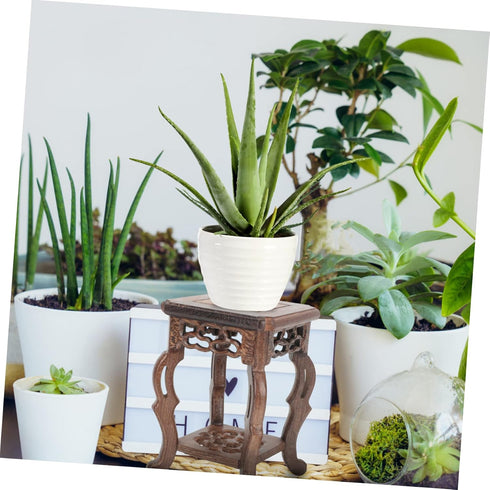 Potted Plant Shelf 2pcs Base Supplies Round Wooden Office Flower Pot Holder Shelf...