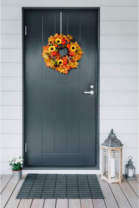 Hotop 15 Inch Wreath Hangers for Front Door Wreath Doors Hangers Steel Material Clothes Towel Hooks Holder Over The Door Hanger Hooks for Christma...