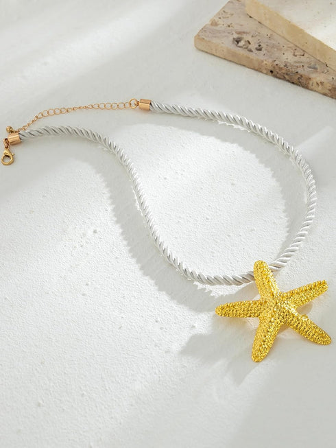 Dcfywl731 Starfish Necklace Seashell Necklace for Women Gold Beach Charm Necklace Trendy Layered Shell Conch Necklace Summer Surfer Neclace Beach ...