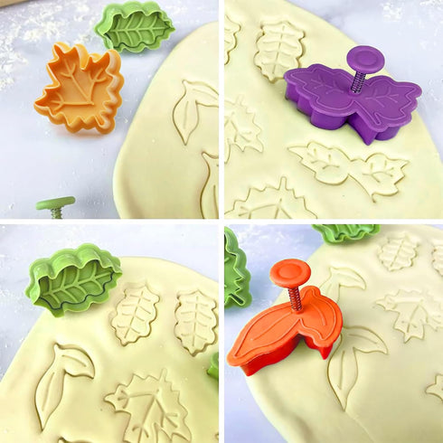 Cake Leaves Baking Pie Crust Cutters Set of 4 Random Color...