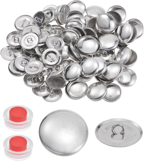 HARFINGTON 150 Sets Self Cover Button Kit 36L 0.9" 23mm with Wire Backs Aluminum Buttons to Cover Fabric Button Maker Covered Buttons Kit with 2 T...