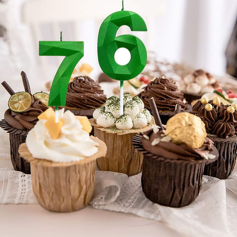 Green Happy Birthday Cake Candles,Wedding Cake Number Candles,3D Design Cake Topper Decoration for Party (Green Number 5)...