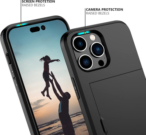 Nvollnoe for iPhone 14 Pro Max Case with Card Holder Heavy Duty Protective Dual Layer Shockproof Hidden Card Slot Slim Wallet Case for iPhone 14 P...