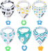 Baby Bandana Drool Bibs 6-Pack and Teething Toys 6-Pack Made with 100% Organic Cotton, Absorbent and Soft Unisex...