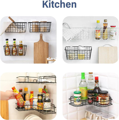 YOLOPLUS+ 8 Pack Shower Caddy Adhesive Hooks Replacement, Strong Sticker Hooks for Bathroom Shower Caddy Corner Shelf Basket Soap Dish Hanging Hoo...