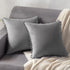 DEZENE Decorative Pillow Cases 24x24 Light-Grey: 2 Pack Cozy Soft Pom-poms Velvet Square Throw Pillow Covers for Farmhouse Home Decor...