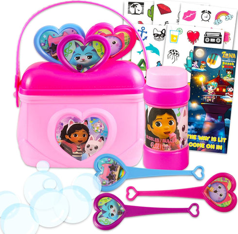 Gabby's Dollhouse Bubble Wand Toys for Kids - Bundle with Gabby's Dollhouse Toy Purse with Bubble Wands, Tattoos, More | Gabby's Dollhouse Outdoor...