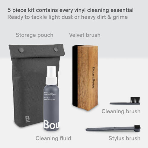 Vinyl Record Cleaning Kit - 5-in-1 Vinyl Record Cleaner Kit includes Velvet Record Brush, Stylus Brush, Record Cleaning Solution, Cleaning Brush &...