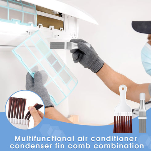 Boao 3 Pieces Air Conditioner Condenser Fin Cleaning Brush, Stainless Steel Air Conditioner Fin Cleaner, Refrigerator Coil Cleaning Whisk Brush (C...