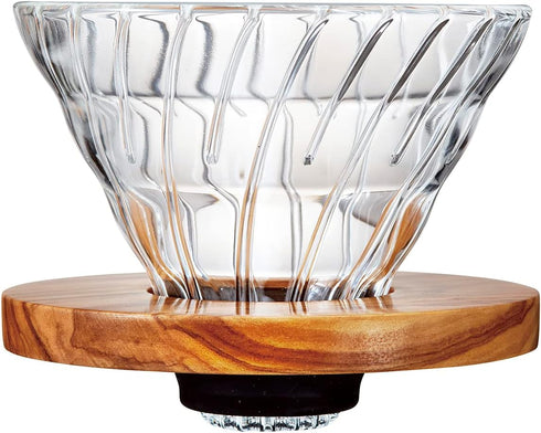 Hario VDGR-02-OV V60 Heat Resistant Glass, Permeable, Coffee Dripper, Olive Wood, 02, Coffee Drip, For 1 to 4 Cups...