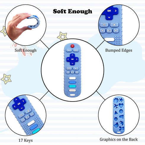 Silicone Teething Toys for Babies, Remote Control Shape Silicone Teethers, Cute Chew Toys for Boys and Girls,BPA Free Teether Early Educational Se...