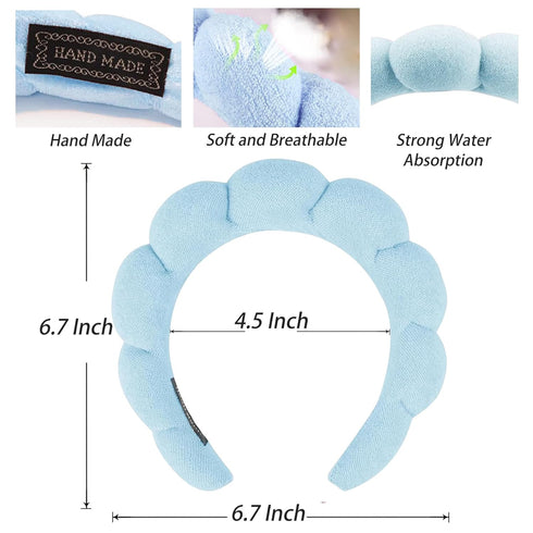 JCL Spa Headband for Washing Face, Terry Cloth Skincare Headband, Puffy Makeup Headband, Sponge Headbands for Women for Washing Face(Blue)...