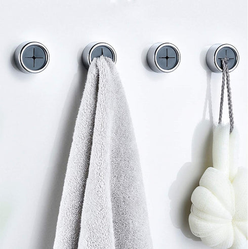 6pcs Push Hooks for Towel, Self-Adhesive Kitchen Towel Holder, Round Wall & Door Mounted Towel Hooks for Kitchen Cabinet Bathroom Home for Hanging...