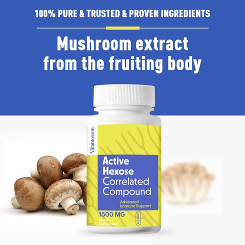 Active Hexose Correlated Compound Supplement 1500mg, Natural Mushroom Supplement Supports Immune Health, Liver Function, Maintains Natural Killer ...