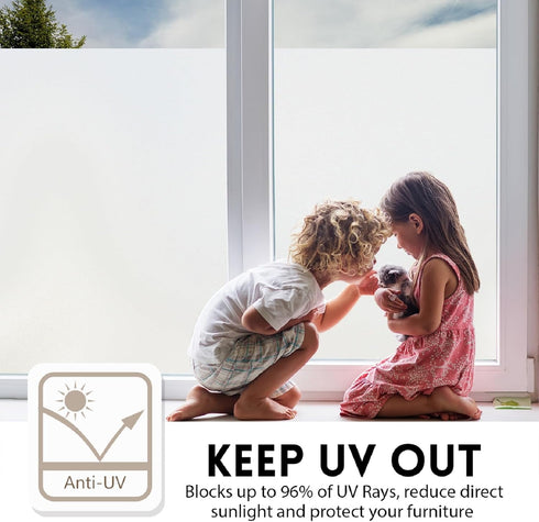 KESPEN Frosted Window Privacy Film Heat Control UV Sun Blocking Glass Stickers Static Cling Non Adhesive Door Coverings Decals for Bathroom Home O...