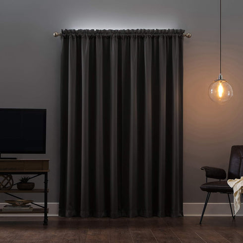 Sun Zero Oslo Theater Grade Extreme Total Blackout Rod Pocket Curtain Panel, 52" x 84", Gray...