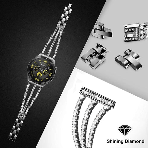 Bands Compatible with Samsung Galaxy Watch 46mm / Galaxy 3 45mm, 22mm Bling Diamond Stainless Steel Metal Replacement Strap for Huawei Watch 4/4 P...