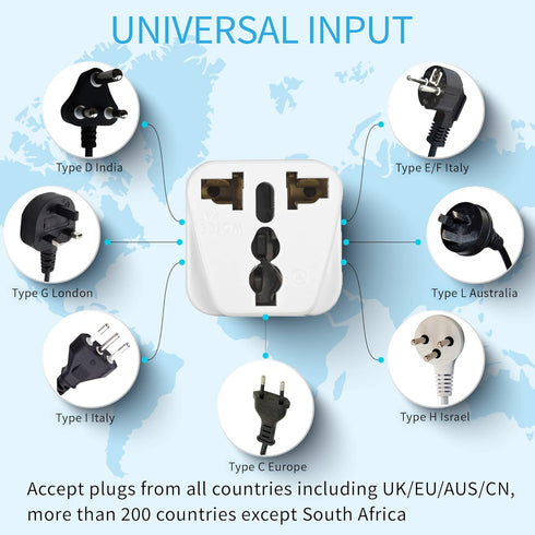 UK to US Travel Adapter, India to US Plug Adapter, Unidapt Adapters for USA, 2-pack, Plug Converter, USA travel adapter, EU to US with Dual Inputs...