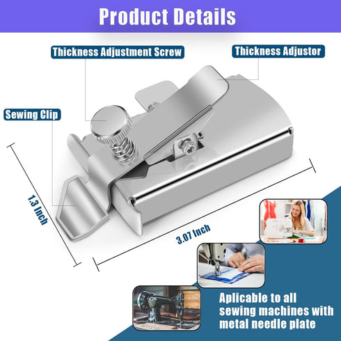 Upgraded Magnetic Seam Guide for Sewing Machine, Magnetic Sewing Guide with Clip, Hemmer Guide, Multifunctional Hem Guide, Universal Sewing Machin...