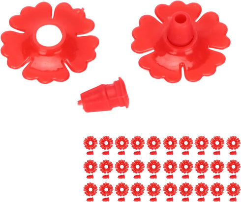 30 Set Hummingbird Feeder Flowers Hanging Bird Feeding Ports Replacement Parts Garden Supplies Red White Yellow (Red)...