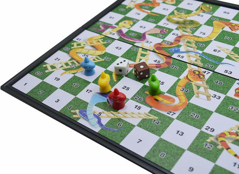 Snakes & Ladders Game 10x10 Board 100 Squares, Extendable Board 10x10 Inch, Family Game, Desk Game, Snake Chess...