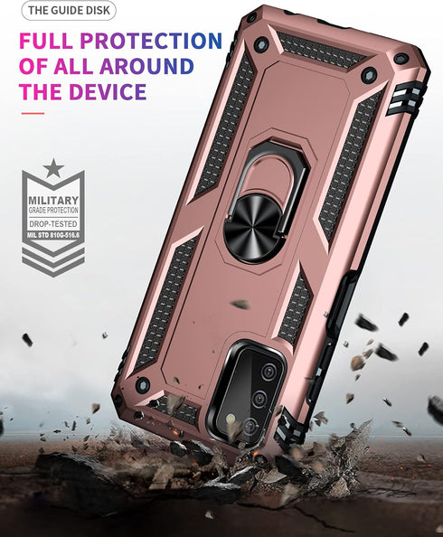 Military Grade Drop Impact for Samsung Galaxy A03S Case with Screen Protector 360 Metal Rotating Ring Kickstand Holder Armor Heavy Duty Shockproof...