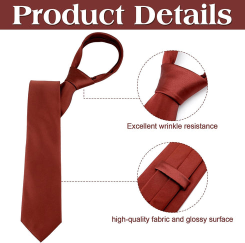 Toulite 2 Pcs Cinnamon Solid Color Tie and Handkerchief Formal Necktie and Pocket Square Set Men's Tie and Pocket Square for Weddings Groom Grooms...