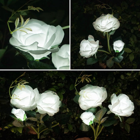 Solar Rose Garden Lights, 2 Pack Realistic Solar Flower Lights, Waterproof LED Decorative Stake Landscape Lights for Patio Pathway Grave Cemetery ...