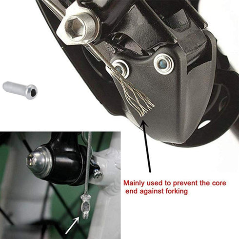 100 Pcs Cable End Crimps, Bike Cable End Caps, Alloy Road Mountain Bikes Brake Tips Shifter, Silver,with Storage Box...