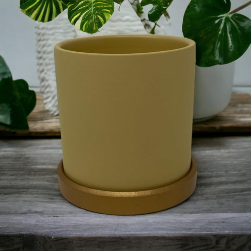 Ceramic Planter Pot with Drainage Hole and Saucer - Succulent Planters with Tray - Single - Perfect Fo Small Plants or Succulents - 4inx3.5in...