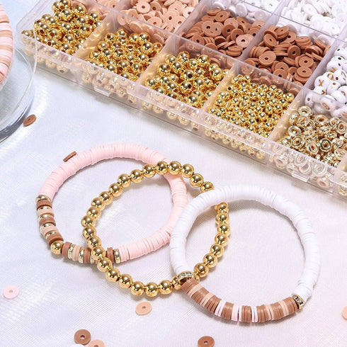 LFLIUN Bracelet Making Kit Friendship Gold Beads Clay Beads Jewelry&Bracelet Making Kit Charm Bracelet Maker Set with Letter Beaded Kit Birthday G...