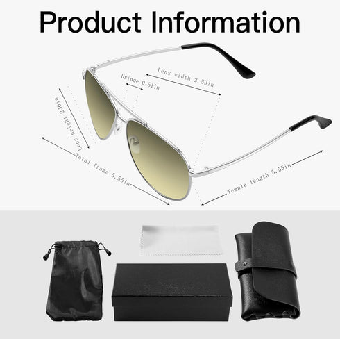 Sunglasses for Women and Men,Classic Aviator Sun Glasses for Men Women Driving Shades UV Protection 2024 New (Silver Frame Green Lens)...