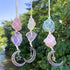 Car Hanging Charm Pendant Dangling Moon, Car Charm Dangling Moon Star Rearview Mirror Decorations, Handmade Ornaments Natural Energy Crystal for C...