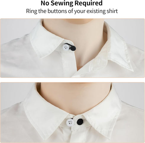 12 Pcs Collar Extenders with 4 Colors Wonder Button for Expanding Length for Men Women Dress Shirts(Black,White,Blue, Khaki)...