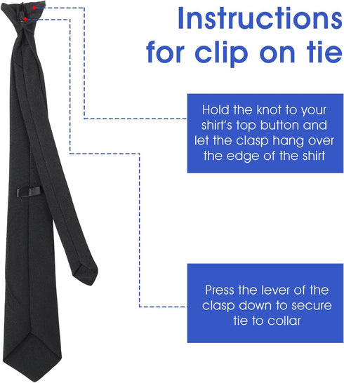 Yolev Men's Clip-On Ties 20 Inches Solid Color Clip-on Neckties Pre-tied Neckties for Wedding Office School Uniform with Tie Clip...