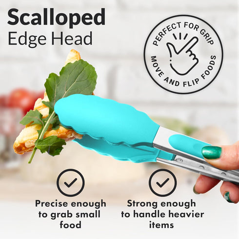 Zulay Stainless Steel Kitchen Tongs with Silicone Tips - Set of 2 (9” & 12”) Locking Cooking Tongs with Non-Slip Grip - Heat Resistant, BBQ Food T...