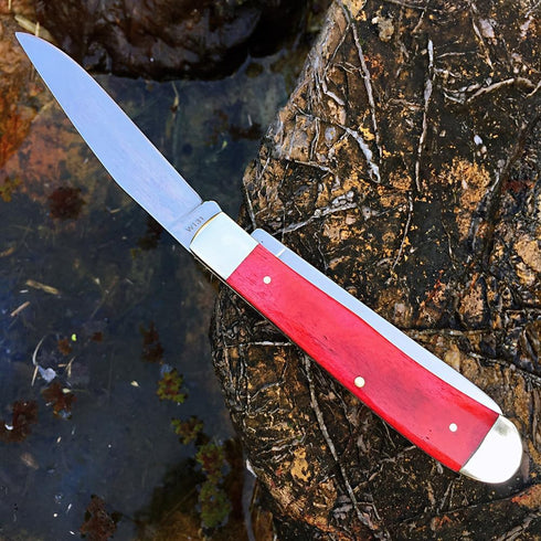 Watchman W131 Two-Blade Large Trapper Slip Joint Knife Folding Pocket Knife with Authentic bone handle scales...